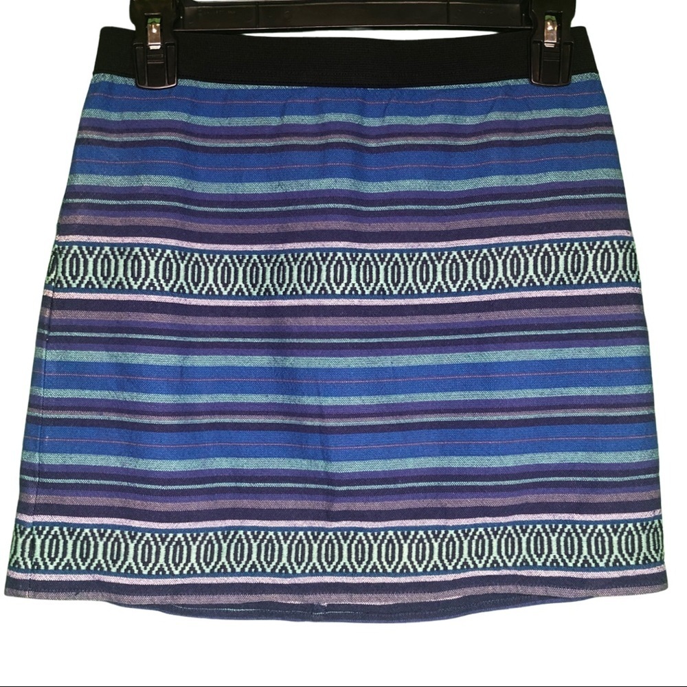 American Eagle Blue Aztec Pattern Striped Mini Skirt